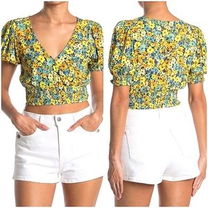 L*space Shine On Floral Puff Sleeve Crop Top Cover-Up